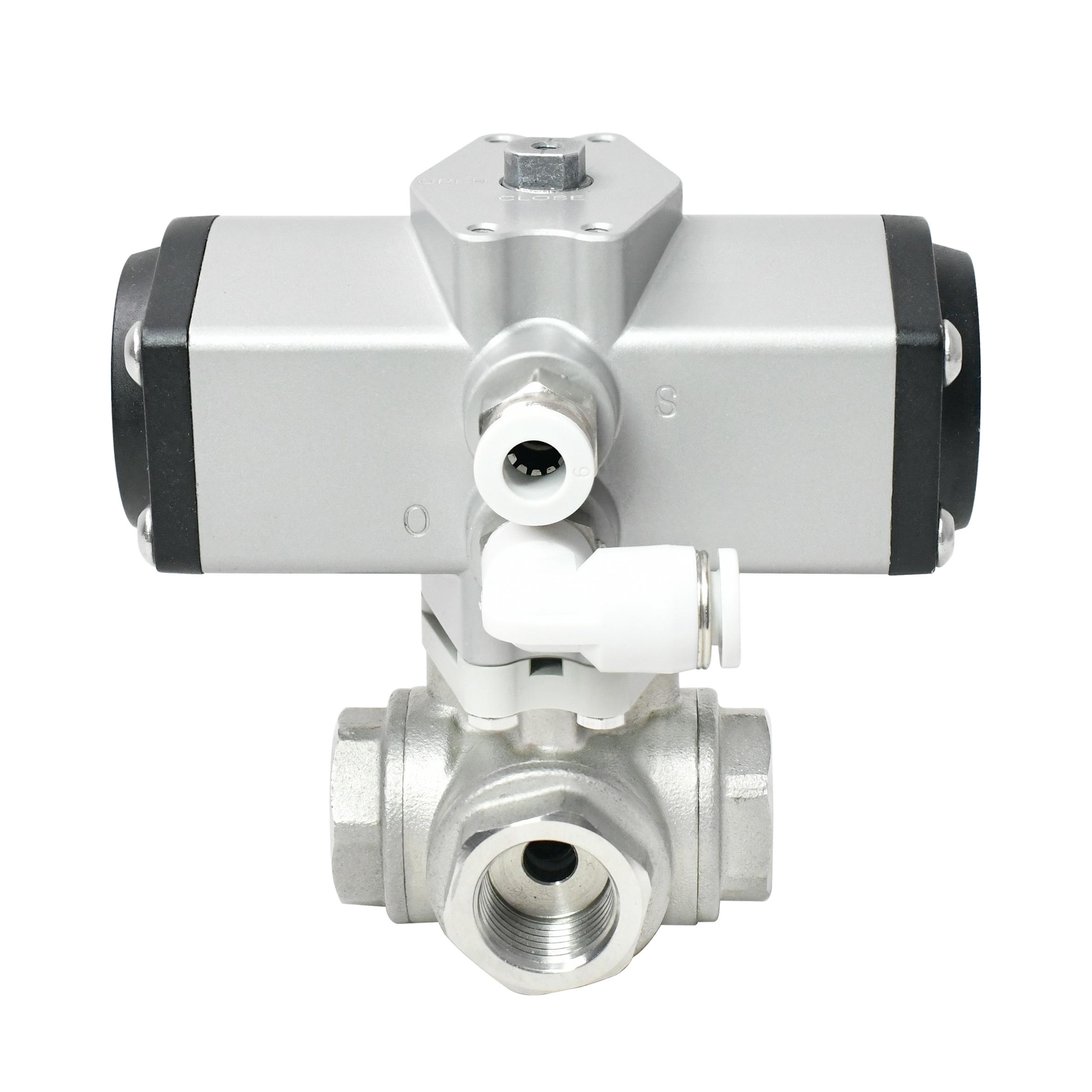 TONHEFLOW P30系列 DN10 不锈钢三通气动球阀，带手动，带指示